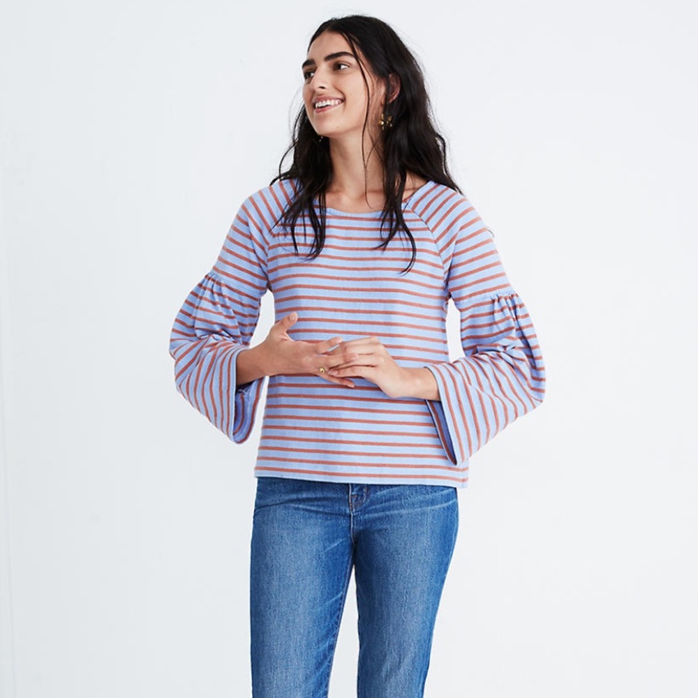 Madewell Shirred-Sleeve Sailor Top